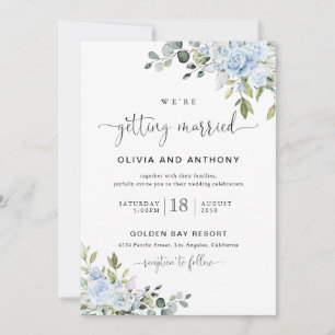 Faire-part de mariage botanique bleu doux