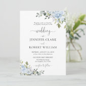Faire-part de mariage botanique bleu doux (Debout devant)