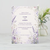 Faire-part de mariage botanique bleu lavande (Debout devant)