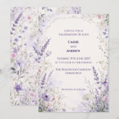 Faire-part de mariage botanique bleu lavande (Devant / Derrière)