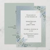 Faire-part de mariage botanique bleu pâle (Devant / Derrière)
