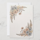 Faire-part de mariage botanique bleu pêche (Dos)