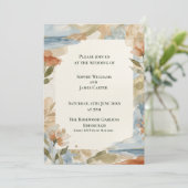Faire-part de mariage botanique bleu terracotta (Debout devant)
