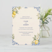 Faire-part de mariage botanique Blue Lemon (Debout devant)