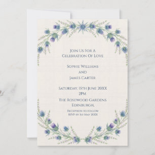Faire-part de mariage botanique Blue Thistle