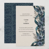 Faire-part de mariage botanique Blue Thistle (Devant / Derrière)