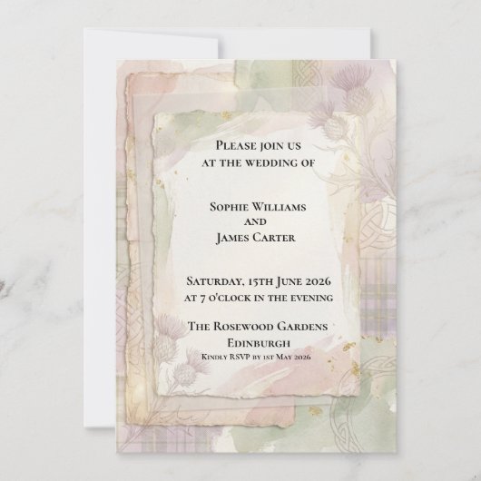 Faire-part de mariage botanique Blush Sage (Devant)