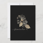 Faire-part de mariage botanique boho noir Monogram (Dos)