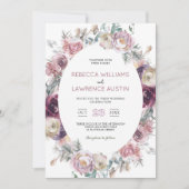 Faire-part de mariage botanique bordeaux avec une (Devant)