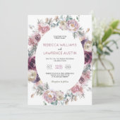 Faire-part de mariage botanique bordeaux avec une (Debout devant)