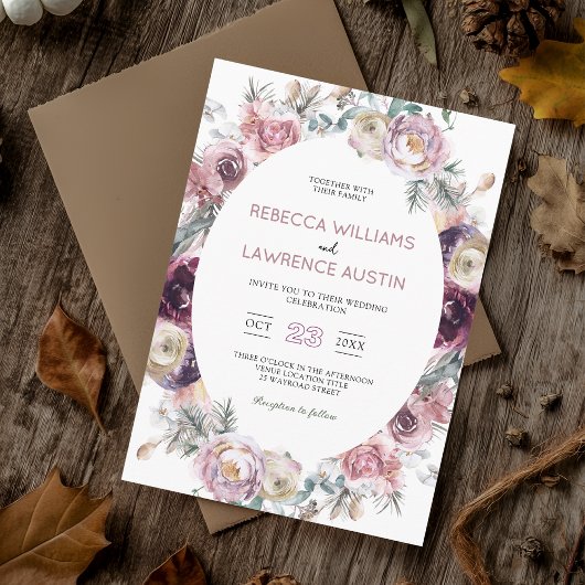 Faire-part de mariage botanique bordeaux avec une