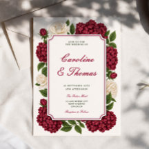 Faire-part de mariage botanique bordeaux riche