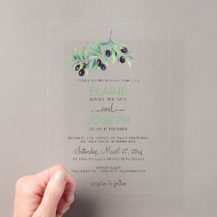 Faire-part de mariage botanique Branche d'olivier