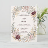 Faire-part de mariage botanique Burgundy Blush (Debout devant)