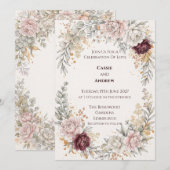Faire-part de mariage botanique Burgundy Blush (Devant / Derrière)