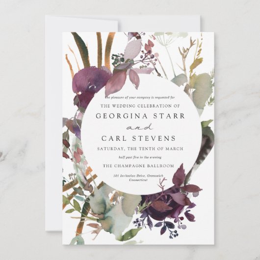 Faire-part de mariage botanique Butterum & Plum (Devant)