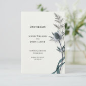Faire-part de mariage botanique Chardon Bleu (Debout devant)