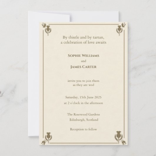 Faire-part de mariage botanique Chardon de Sage Iv (Devant)
