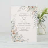 Faire-part de mariage botanique Corail Bleu (Debout devant)