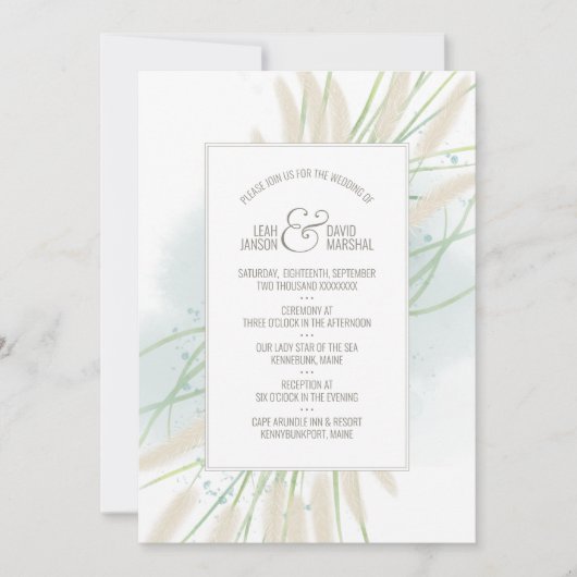 Faire-part de mariage botanique côtière (Devant)