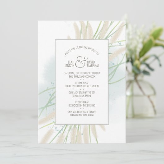 Faire-part de mariage botanique côtière (Debout devant)