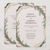 Faire-Part de Mariage Botanique Couronne d'Olive H (Devant / Derrière)