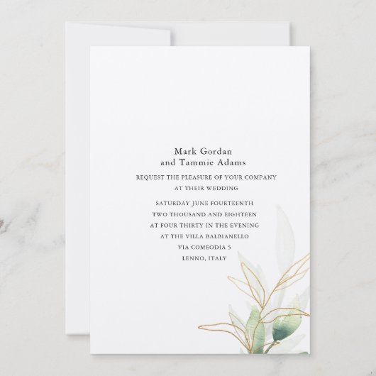 Faire-part de mariage botanique de Jade (Dos)