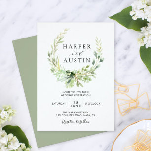 Faire-part de mariage botanique de la couronne ver