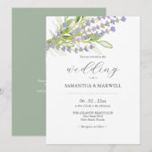 Faire-part de mariage botanique de lavande avec co (Devant / Derrière)