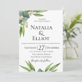 Faire-part de mariage botanique d'eucalyptus (Debout devant)