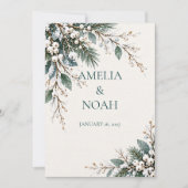 Faire-part de mariage botanique d'hiver (Devant)