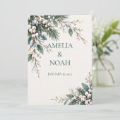 Faire-part de mariage botanique d'hiver (Debout devant)