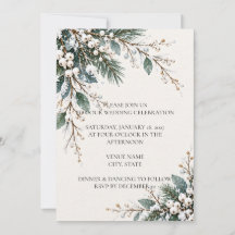 Faire-part de mariage botanique d'hiver