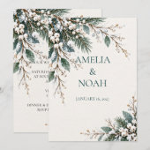 Faire-part de mariage botanique d'hiver (Devant / Derrière)