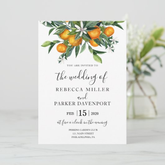 Faire-part de mariage botanique d'Oranges (Debout devant)