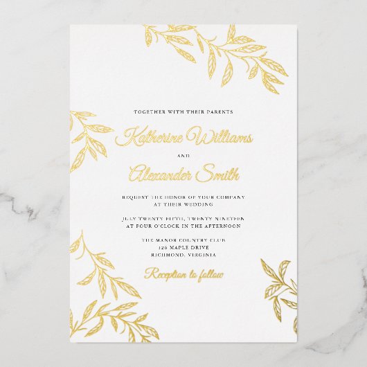Faire-part de mariage botanique douce (Recto)