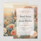 Faire-part de mariage botanique du désert Saguaro (Devant / Derrière)