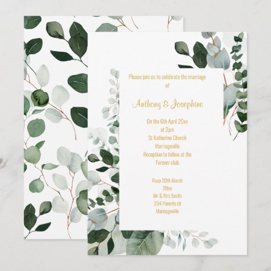 FAIRE-PART DE MARIAGE BOTANIQUE DU PRINTEMPS FRAIS (Devant / Derrière)
