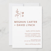 Faire-part de mariage botanique en terracotta rust (Devant)