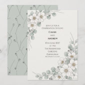 Faire-part de mariage botanique Eucalyptus Anémone (Devant / Derrière)