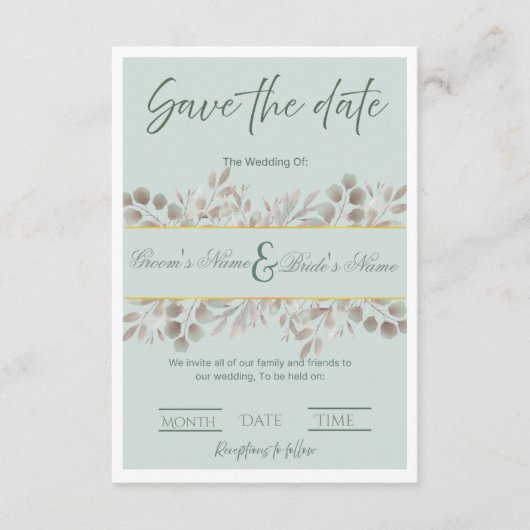 Faire-part de mariage "Botanique Eucalyptus" "Sauv (Devant)