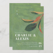 Faire-part de mariage botanique Feuille de Magnoli (Devant / Derrière)