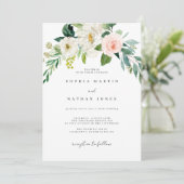 Faire-part de mariage botanique feuille verte blus (Debout devant)
