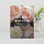 Faire-part de mariage botanique floral rose blush (Debout devant)