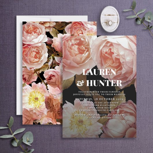 Faire-part de mariage botanique floral rose blush