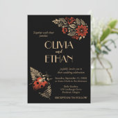 Faire-part de mariage botanique foncé - Wabi Sabi (Debout devant)