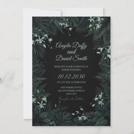 Faire-part de mariage botanique Forêt sombre (Devant)