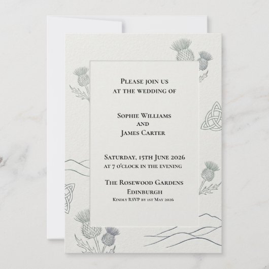 Faire-part de mariage botanique gris blanc (Devant)