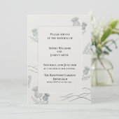 Faire-part de mariage botanique gris blanc (Debout devant)