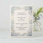 Faire-part de mariage botanique gris-bleu (Debout devant)